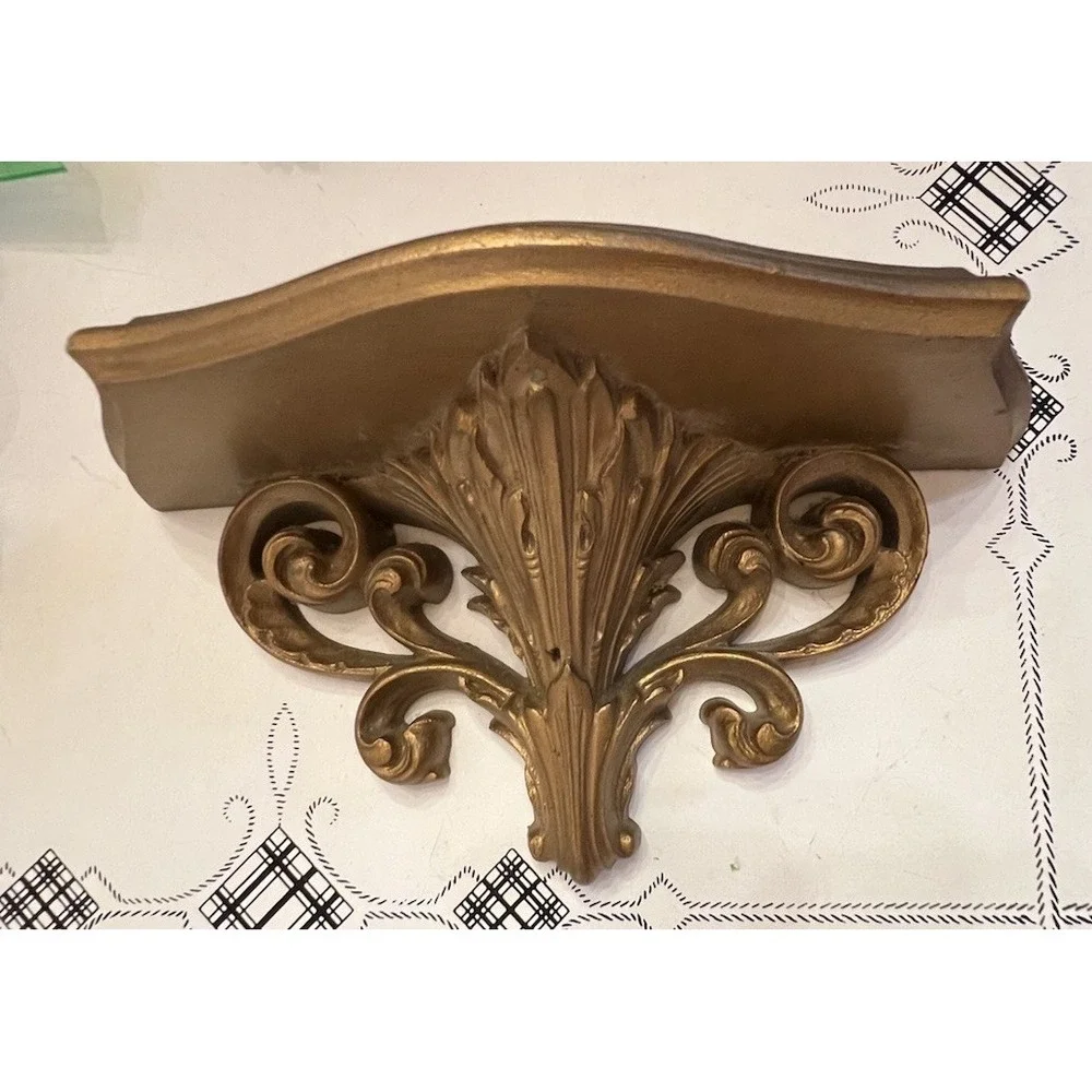 Vtg Burwood Wall Shelf #2148 Dark Gold Plastic H6